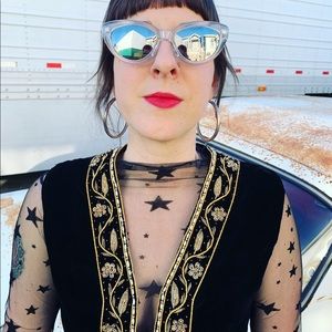 Vintage black velvet beaded vest